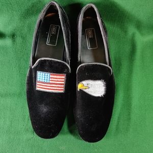 Like New! American Flag & Bald Eagle Velvet Loafers Men's 6